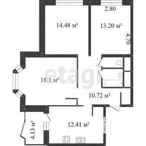 3-к квартира, вторичка, 78м2, 13/25 этаж