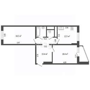2-к квартира, вторичка, 70м2, 25/25 этаж
