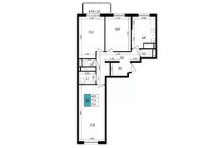 3-к квартира, строящийся дом, 79м2, 18/25 этаж