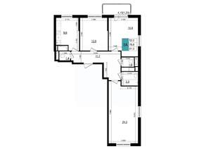 3-к квартира, строящийся дом, 81м2, 14/25 этаж