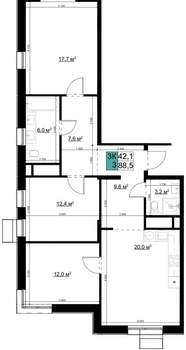 4-к квартира, вторичка, 89м2, 23/24 этаж