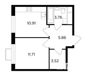 1-к квартира, строящийся дом, 36м2, 5/24 этаж