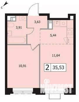 2-к квартира, вторичка, 36м2, 17/17 этаж