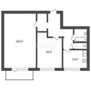 2-к квартира, вторичка, 45м2, 11/12 этаж