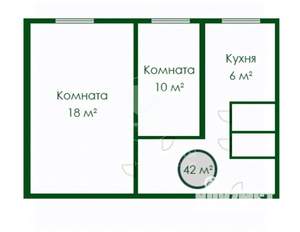2-к квартира, вторичка, 42м2, 1/9 этаж