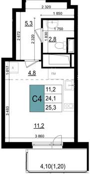 Студия квартира, вторичка, 25м2, 16/25 этаж
