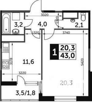 1-к квартира, вторичка, 45м2, 10/25 этаж