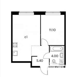1-к квартира, вторичка, 38м2, 7/25 этаж