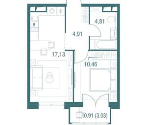 1-к квартира, вторичка, 38м2, 3/24 этаж