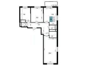 3-к квартира, строящийся дом, 81м2, 10/25 этаж