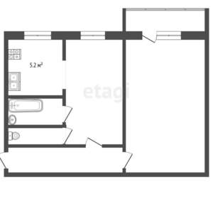 2-к квартира, вторичка, 44м2, 5/5 этаж