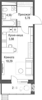 1-к квартира, строящийся дом, 36м2, 8/24 этаж