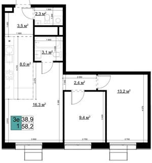 3-к квартира, вторичка, 58м2, 23/24 этаж