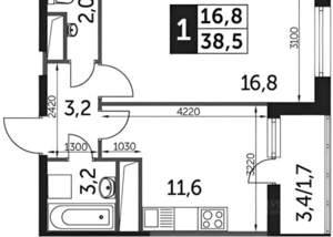 2-к квартира, вторичка, 40м2, 3/22 этаж
