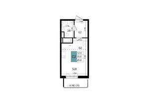 Студия квартира, строящийся дом, 27м2, 12/25 этаж