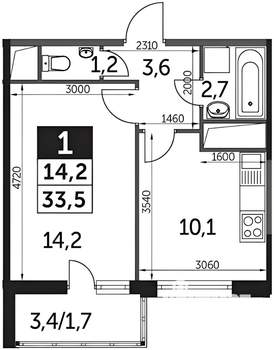 1-к квартира, вторичка, 36м2, 18/25 этаж