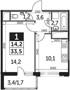 1-к квартира, вторичка, 32м2, 24/26 этаж