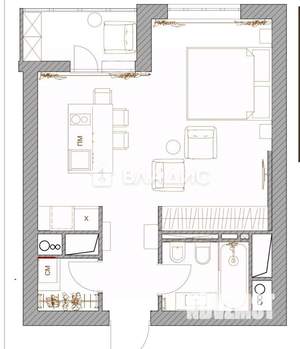 1-к квартира, вторичка, 35м2, 12/25 этаж