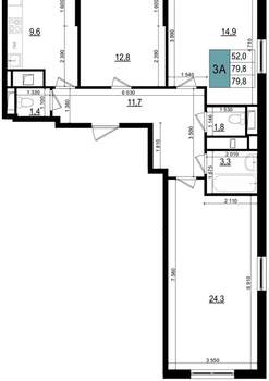 3-к квартира, вторичка, 81м2, 10/25 этаж