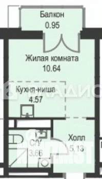 Студия квартира, вторичка, 25м2, 13/24 этаж