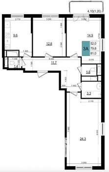 3-к квартира, вторичка, 81м2, 9/25 этаж