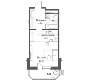 Студия квартира, вторичка, 38м2, 7/20 этаж