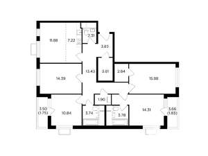 5-к квартира, строящийся дом, 114м2, 22/24 этаж