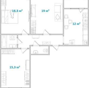 3-к квартира, вторичка, 74м2, 22/25 этаж