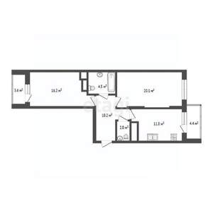 2-к квартира, вторичка, 63м2, 22/27 этаж