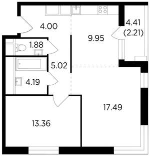 2-к квартира, вторичка, 57м2, 11/26 этаж