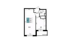 1-к квартира, строящийся дом, 41м2, 4/25 этаж