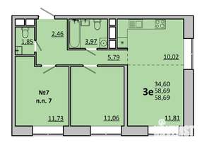 3-к квартира, вторичка, 59м2, 2/17 этаж