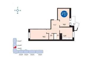 2-к квартира, вторичка, 65м2, 5/17 этаж