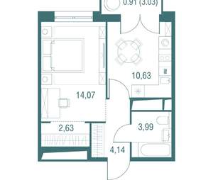 1-к квартира, вторичка, 36м2, 22/24 этаж