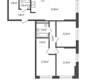 3-к квартира, вторичка, 79м2, 12/16 этаж