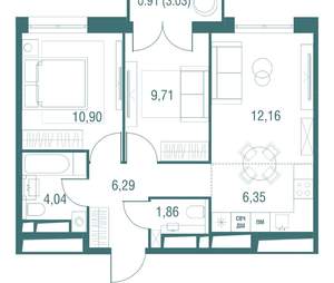 3-к квартира, вторичка, 52м2, 18/24 этаж
