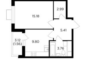 1-к квартира, вторичка, 39м2, 3/24 этаж