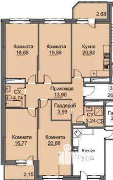 4-к квартира, вторичка, 130м2, 23/25 этаж