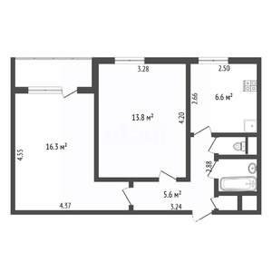 2-к квартира, вторичка, 47м2, 1/12 этаж