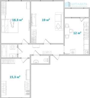 3-к квартира, вторичка, 74м2, 22/25 этаж