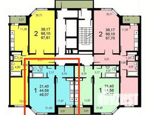 1-к квартира, вторичка, 46м2, 6/20 этаж
