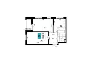 2-к квартира, строящийся дом, 47м2, 25/25 этаж