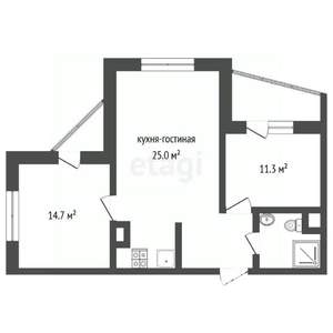 1-к квартира, вторичка, 68м2, 1/15 этаж