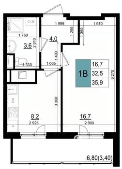 1-к квартира, вторичка, 36м2, 10/25 этаж