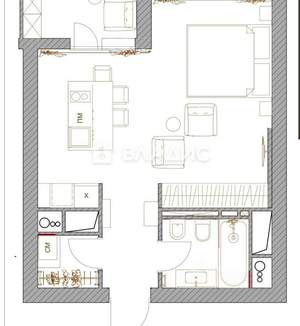 1-к квартира, вторичка, 35м2, 12/25 этаж