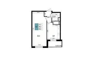 1-к квартира, строящийся дом, 41м2, 14/25 этаж