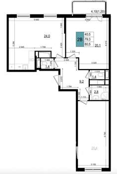 2-к квартира, строящийся дом, 81м2, 11/25 этаж