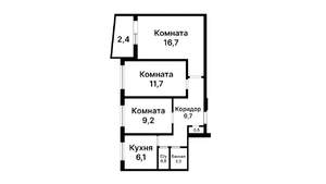 3-к квартира, вторичка, 58м2, 4/9 этаж