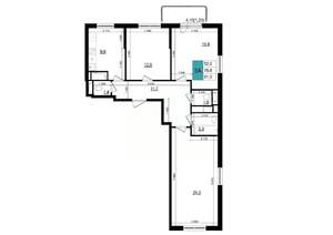 3-к квартира, строящийся дом, 81м2, 18/25 этаж