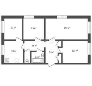 4-к квартира, вторичка, 66м2, 1/3 этаж